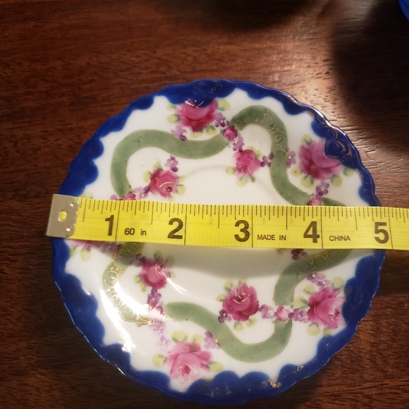 Beautiful Vintage Blue Ucagco Hand Painted China Teacups - 4 cups, 1 saucer - Picture 11 of 13